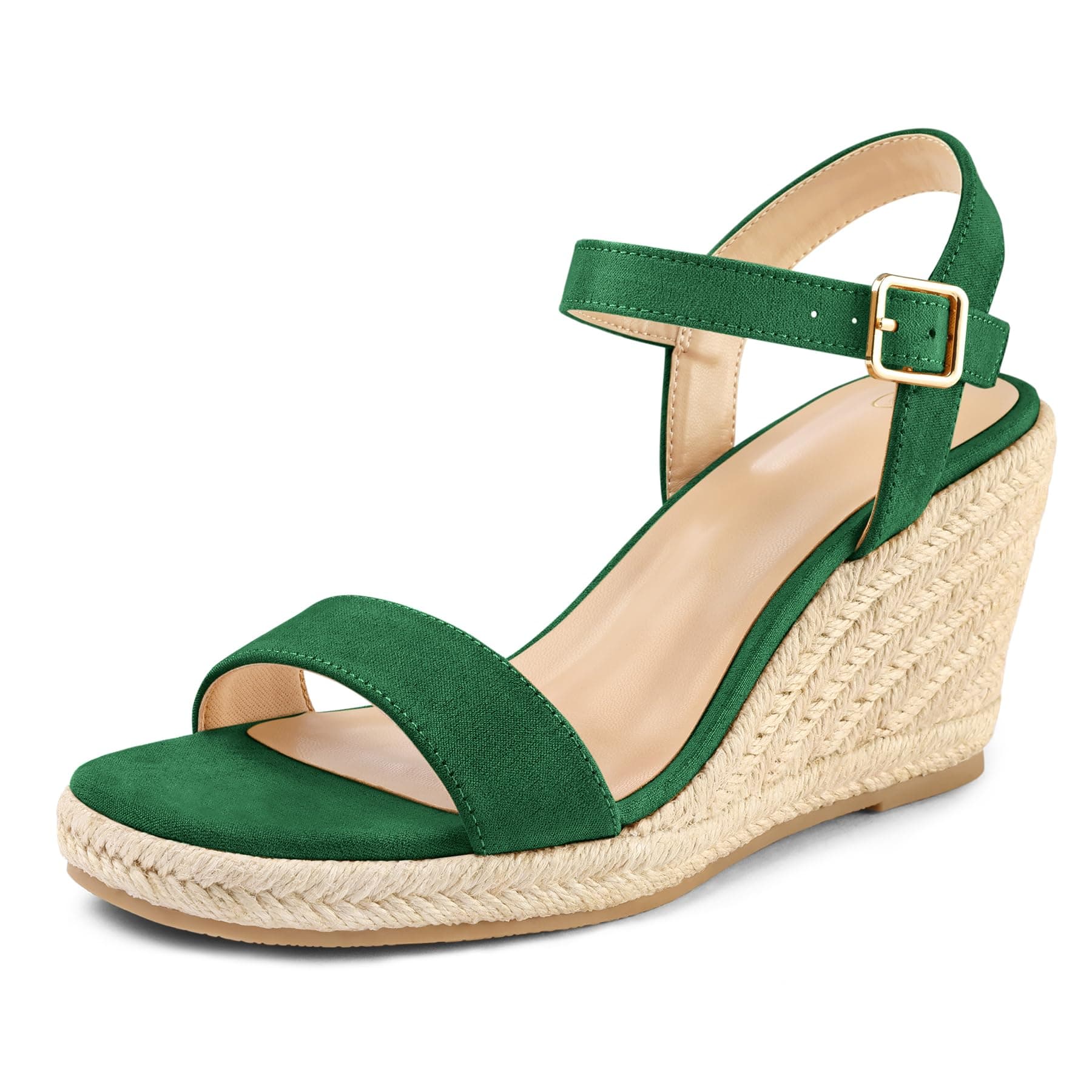 mysoft Women's Platform Espadrille Wedge Sandals Open Toe Ankle Strap Buckle