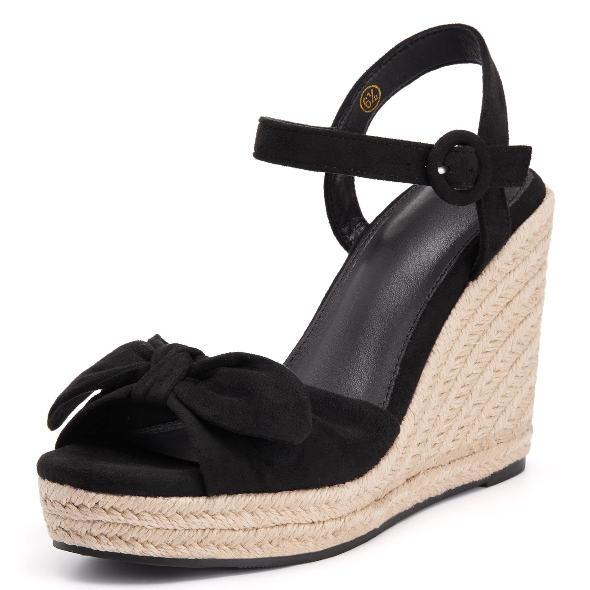Coutgo Women's Bow Platform Wedge Sandals Open Toe Heels