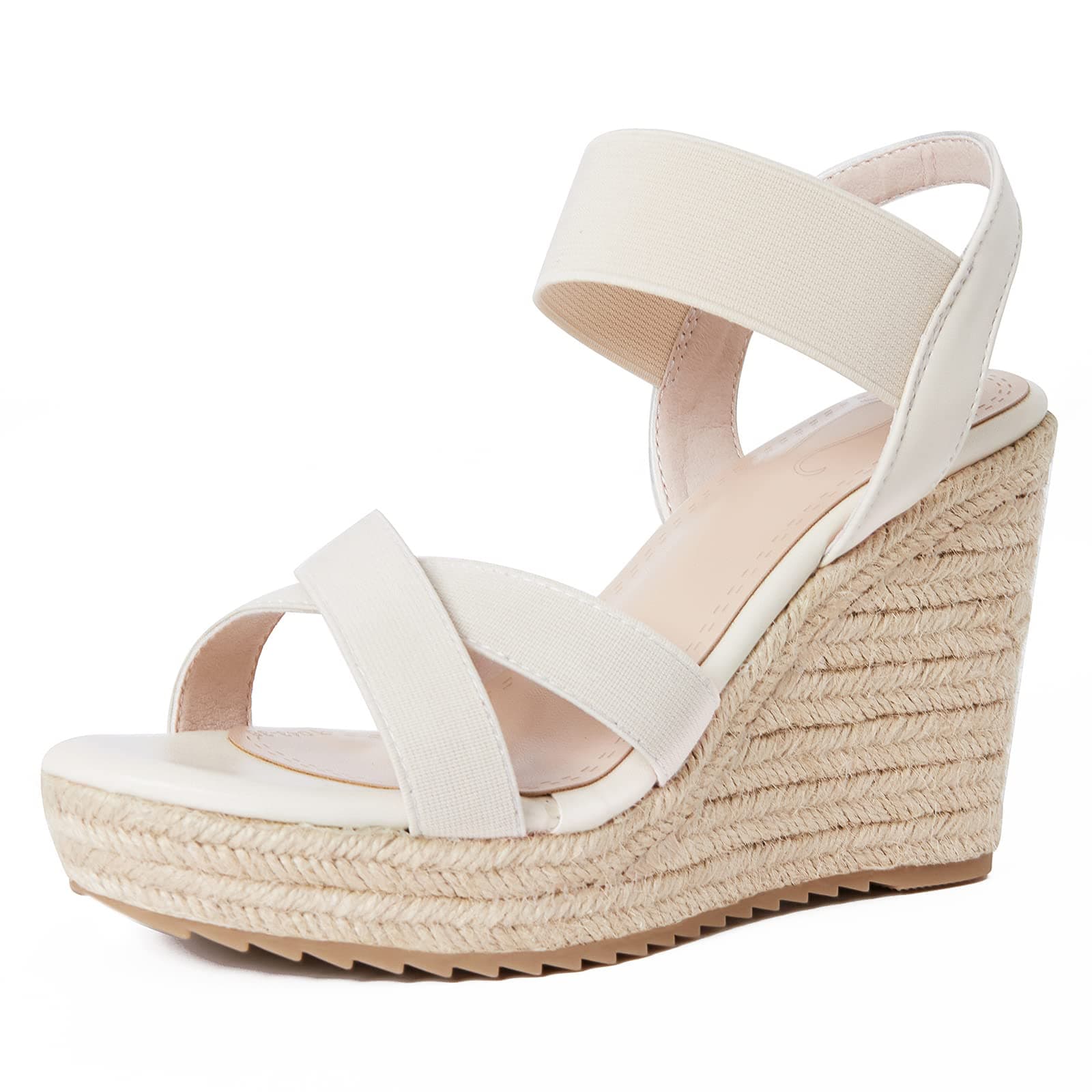 Women's Open Toe Wedge Espadrille Sandals - Comfortable Slip On Platforms