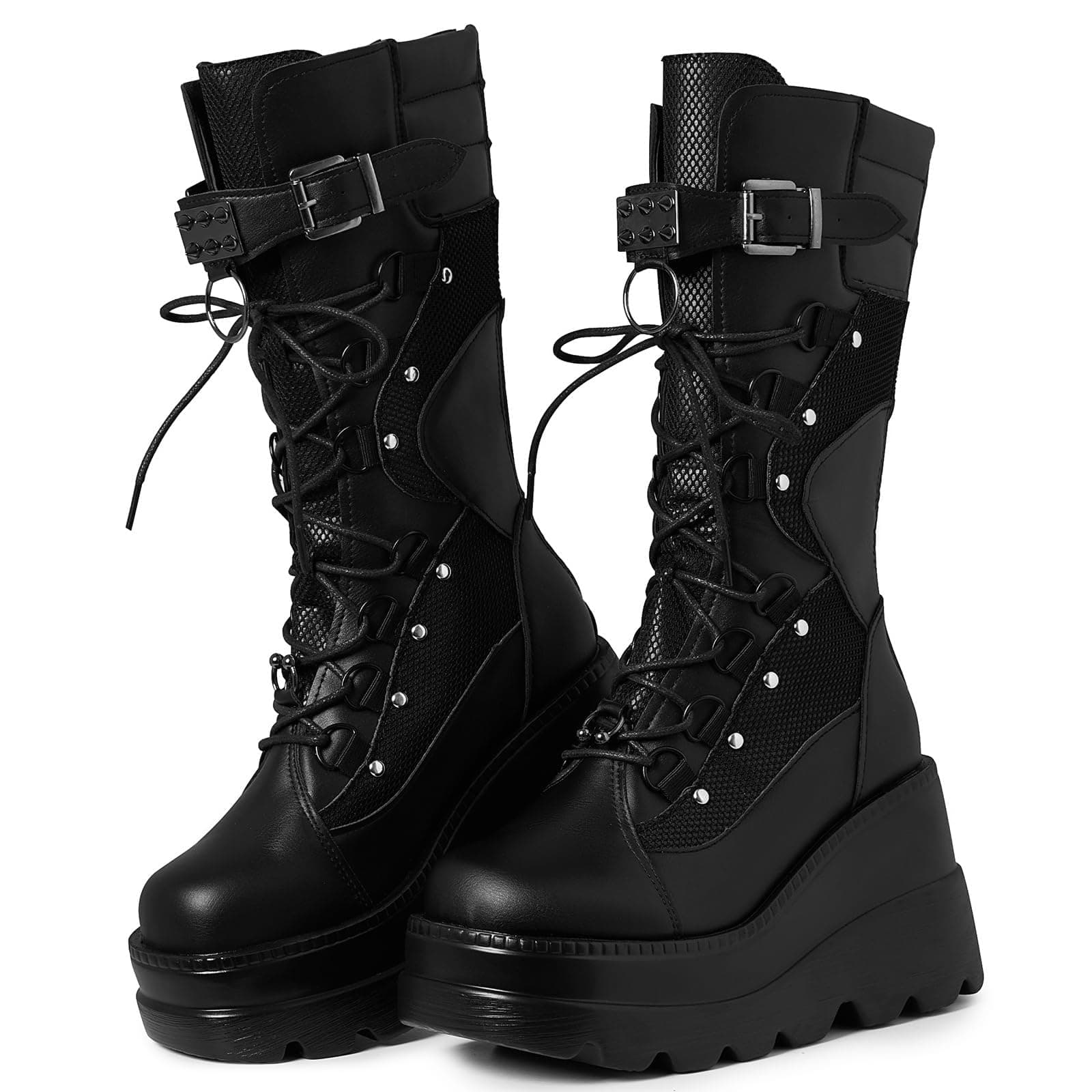 Tscoyuki Women's Gothic Platform Boots for Concerts and Festivals