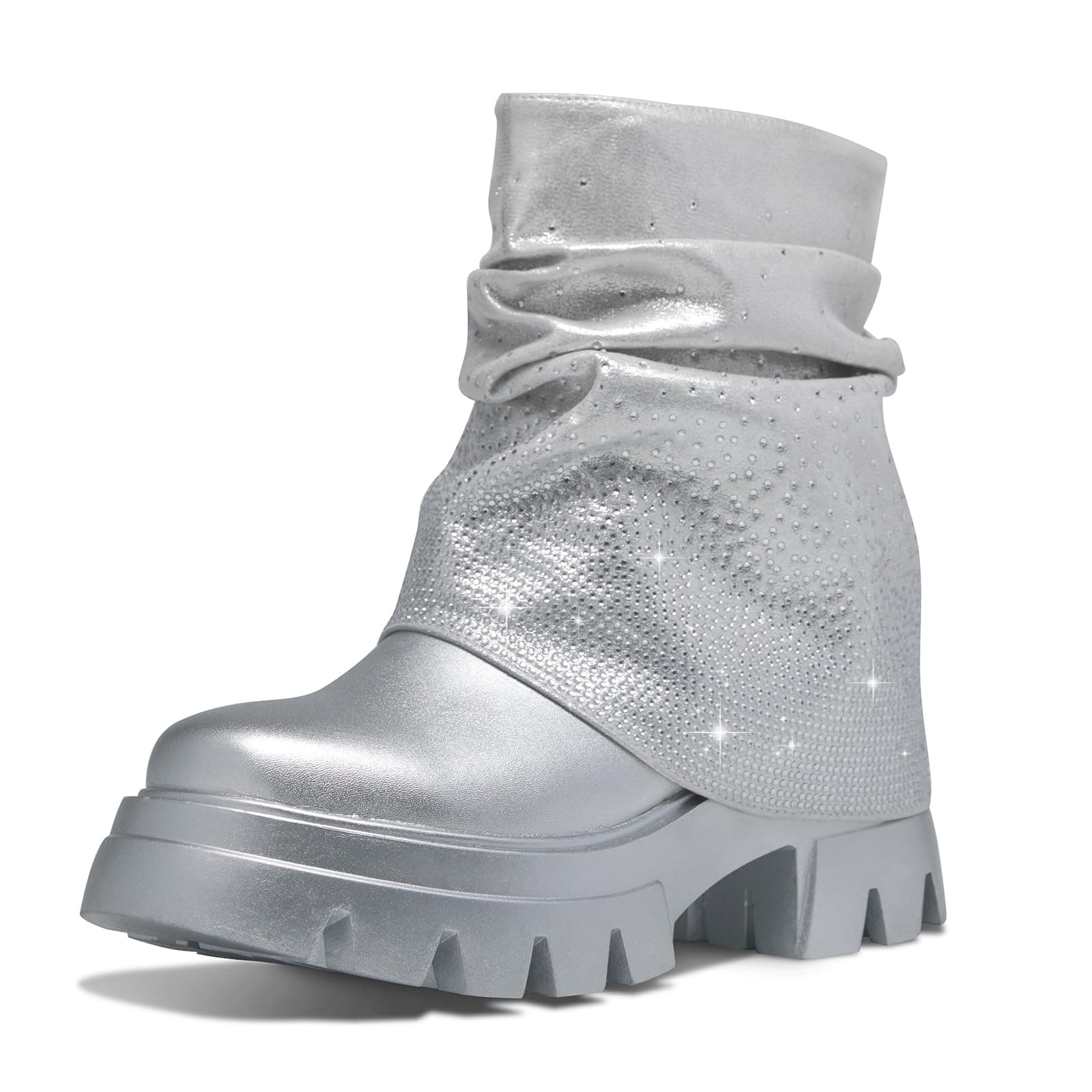 RKQ Women's Zebra Combat Boots - Chunky Heel & Lace-Up Mid-Calf Lug Sole