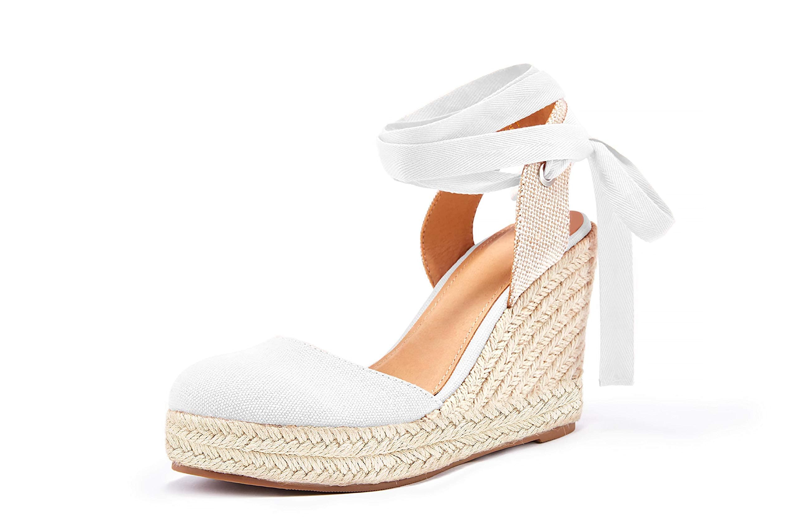 Nailyhome Women's Espadrille Wedge Sandals Ankle Wrap Shoes