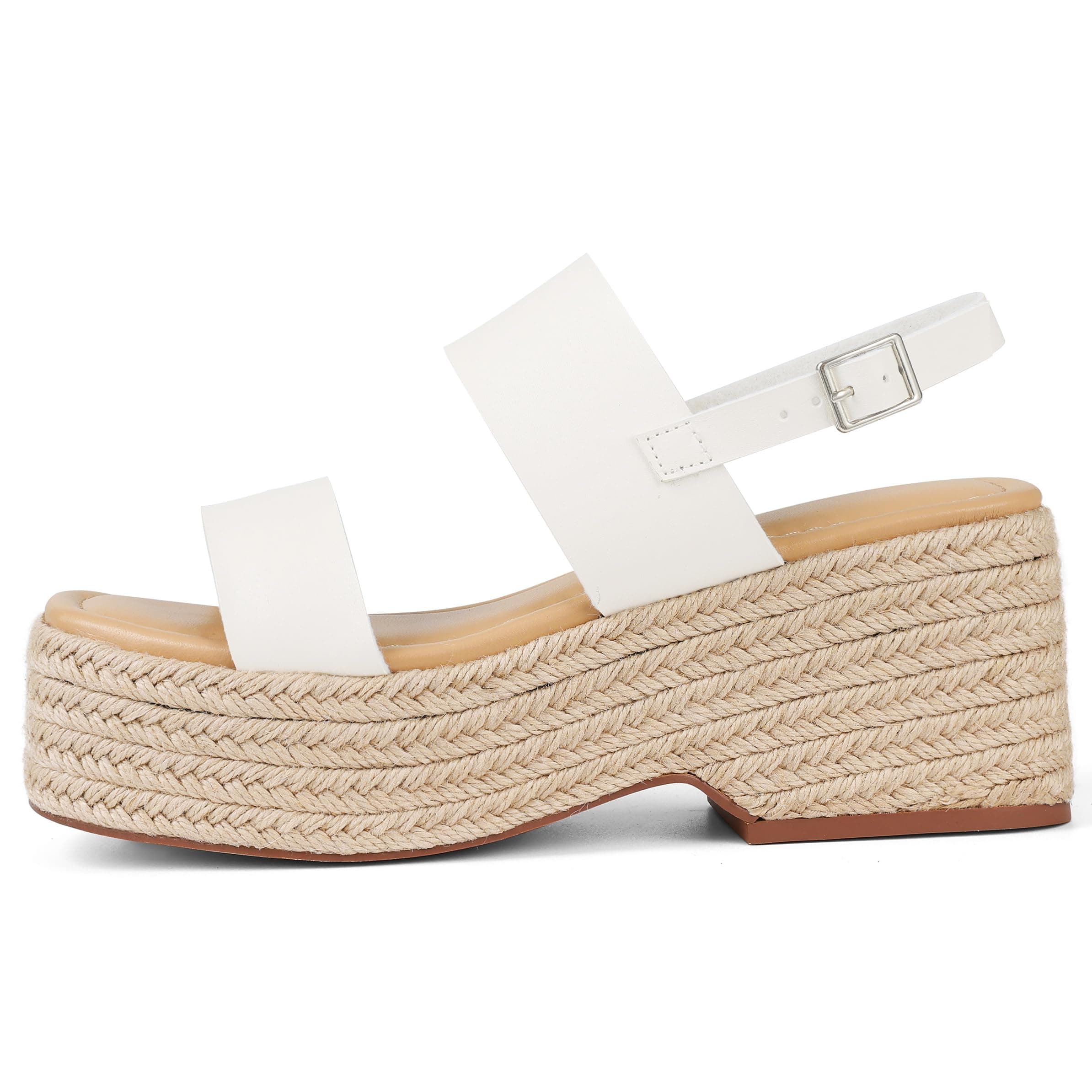 EQAUDES Women's Summer Open Toe Wedge Espadrille Sandals