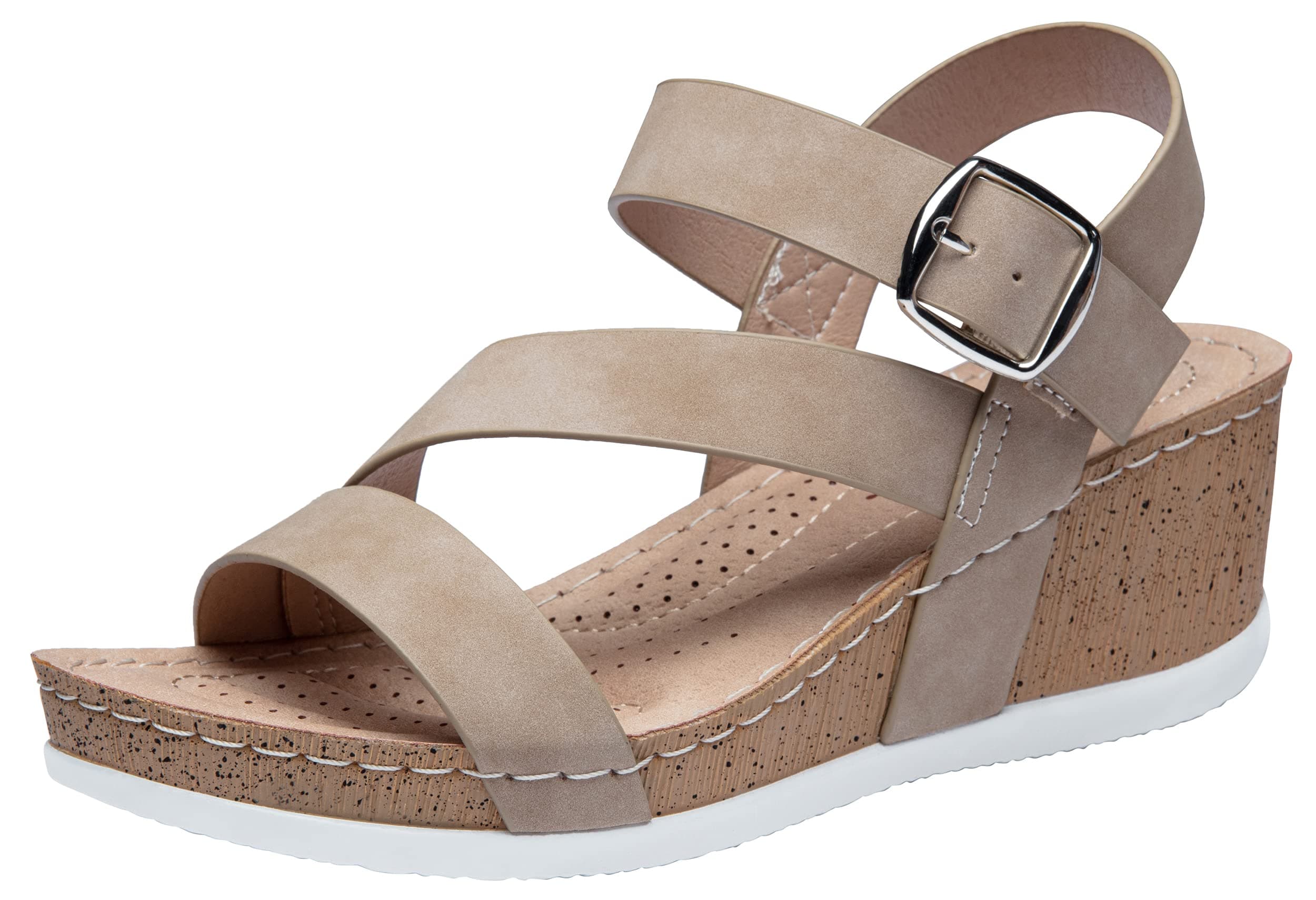 Jeossy Women's Comfortable Platform Wedge Sandals with Buckle