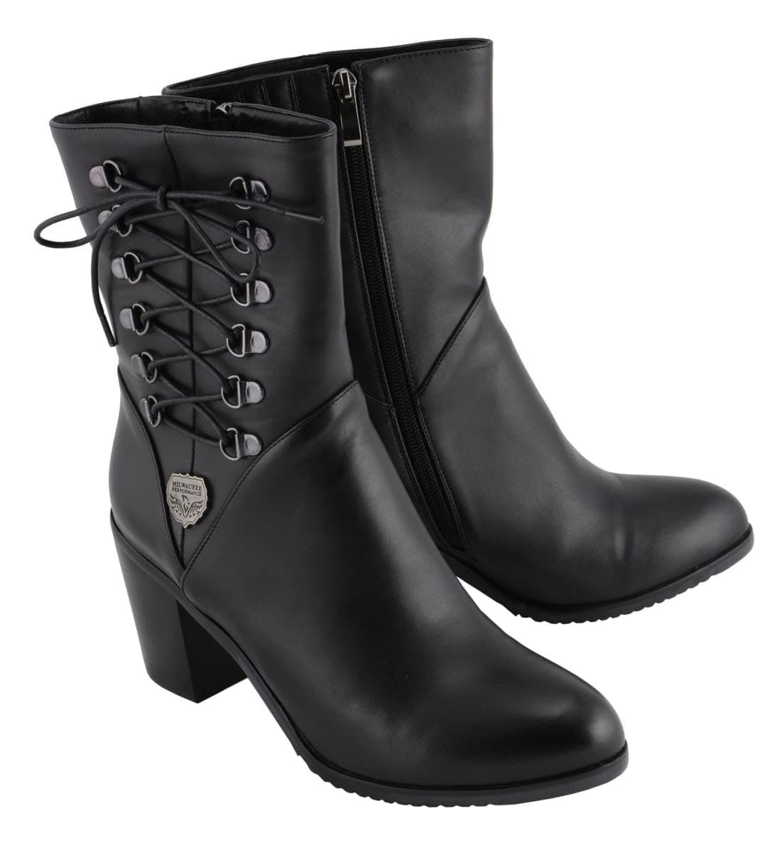 Milwaukee Leather Women's Black Lace-Side Fashion Motorcycle Boots MBL9436