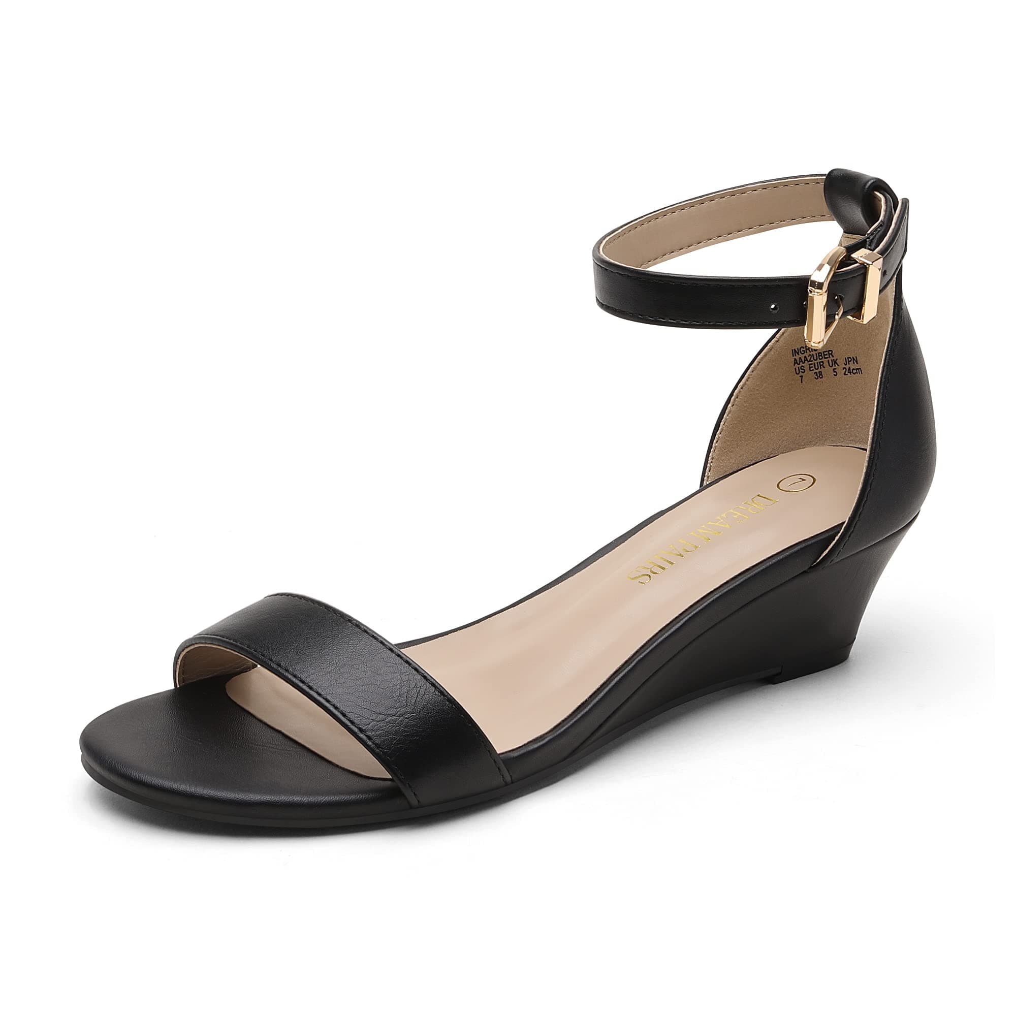 Dream Pairs Women's Ingrid Ankle Strap Low Wedge Sandal