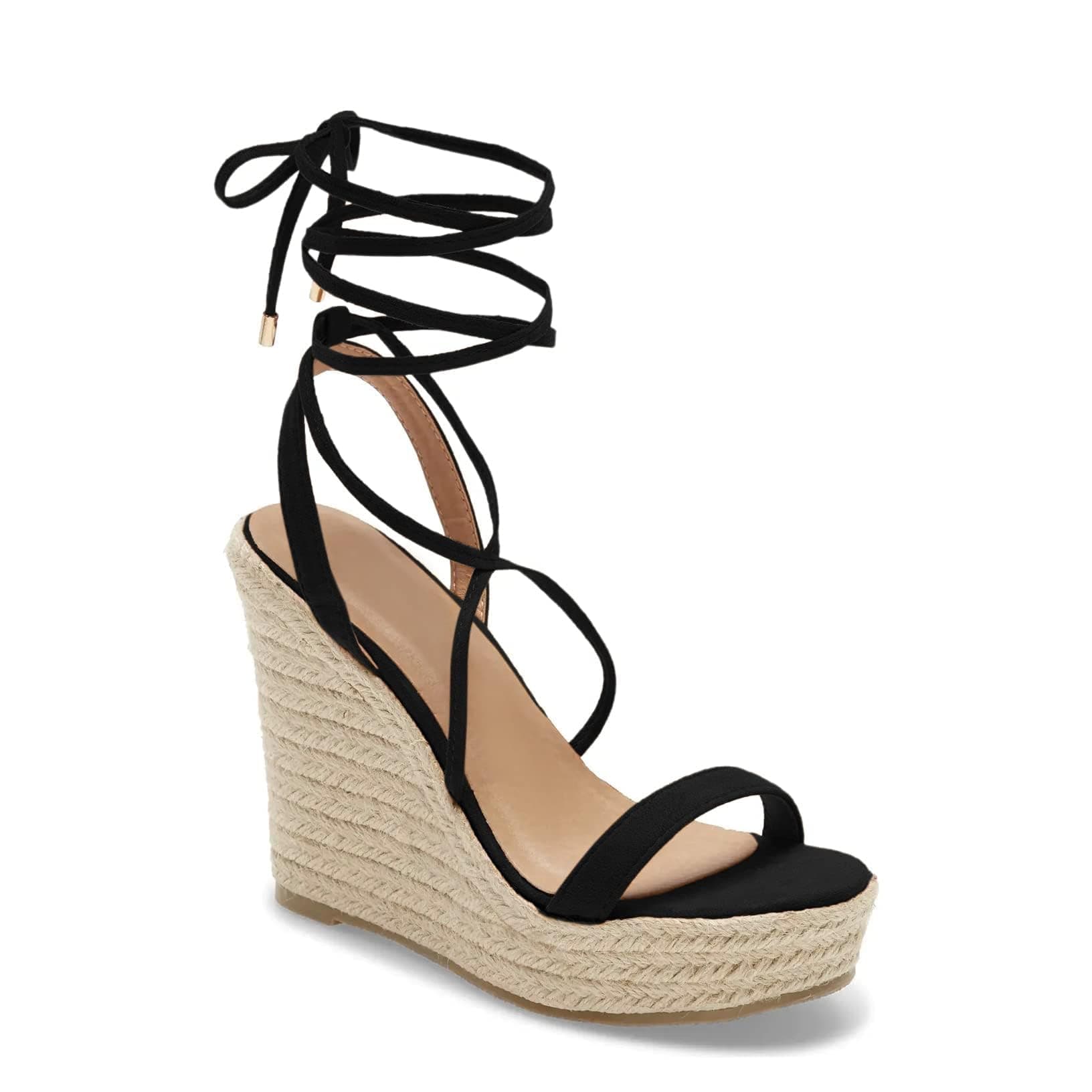 Coutgo Women's Espadrille Wedge Lace-Up Ankle Strap Sandals