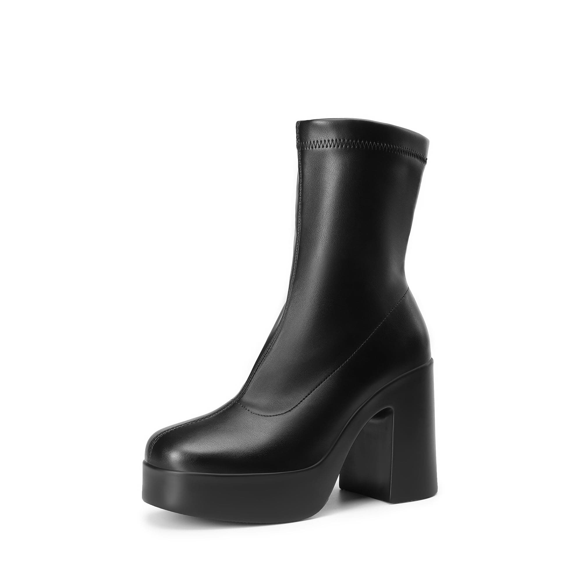 Womens Platform Gogo Ankle Boots with Chunky Block Heels