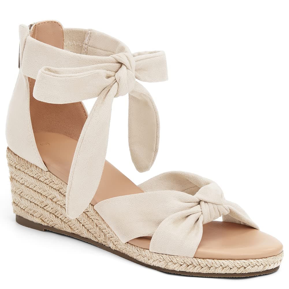 LAICIGO Women's Wedding Espadrilles Wedge Sandals with Back Zipper Open Toe Platform Ankle Strap