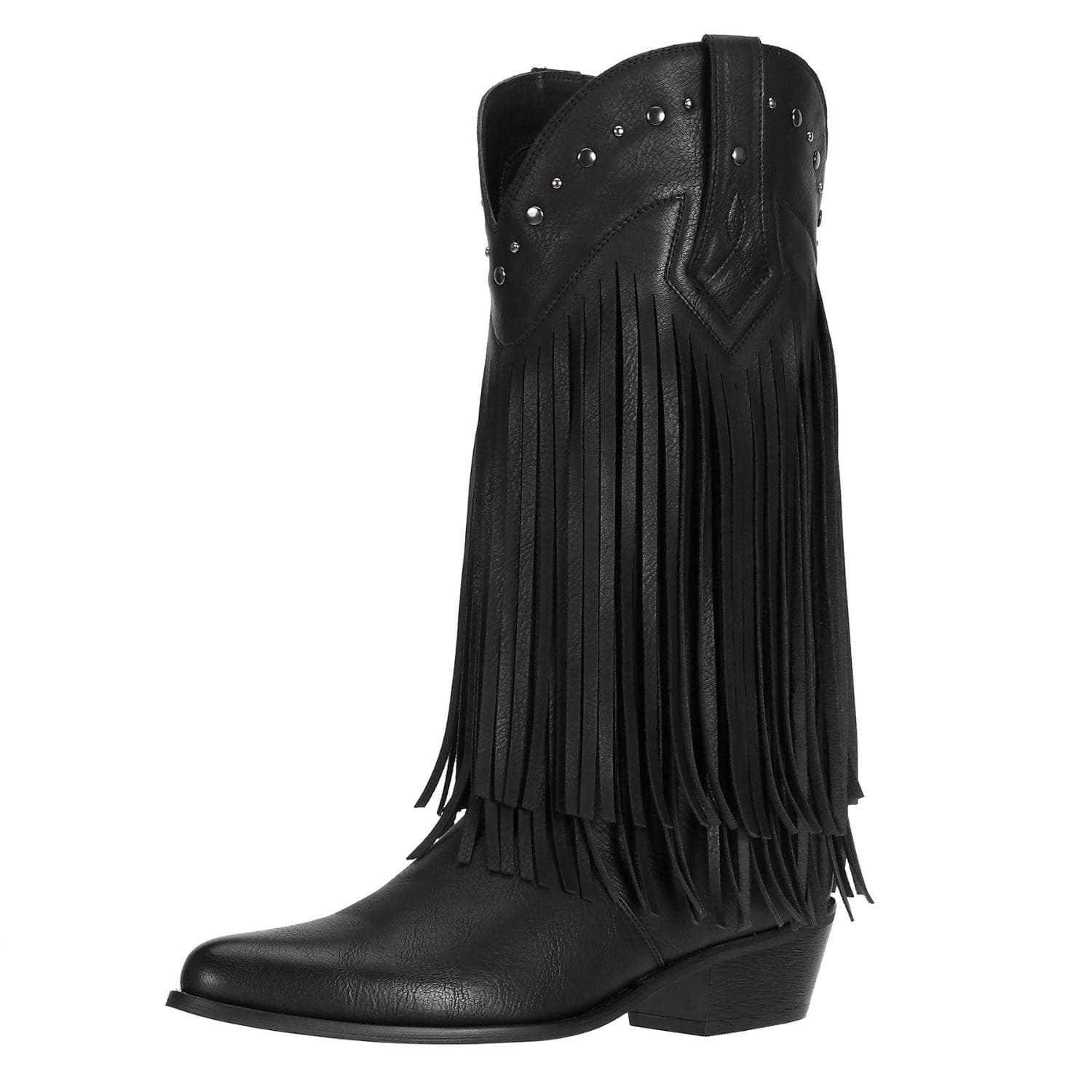 SheSole Black Women's Fringe Western Riding Boots Wide Calf Cowgirl