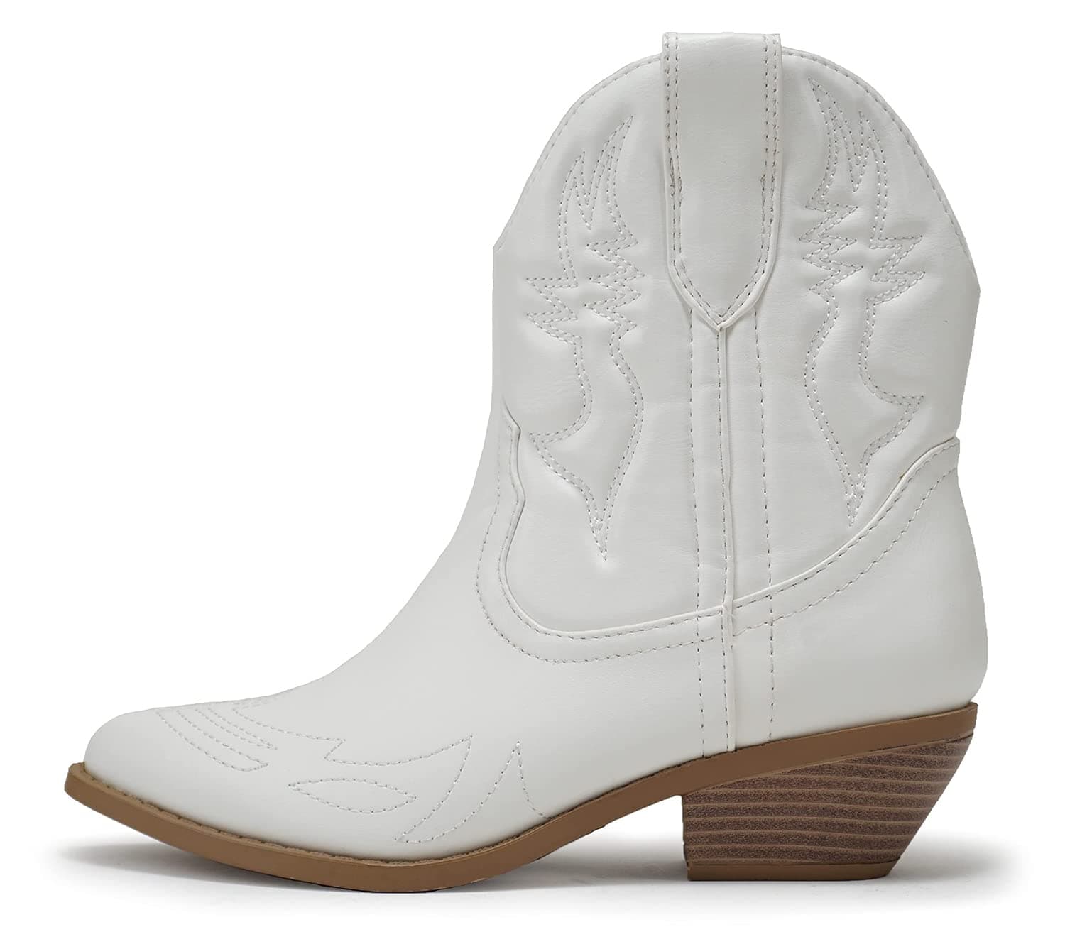 Soda Women's Cowgirl Cowboy Western Stitched Short Booties Pointed Toe (Wide Fit Available)