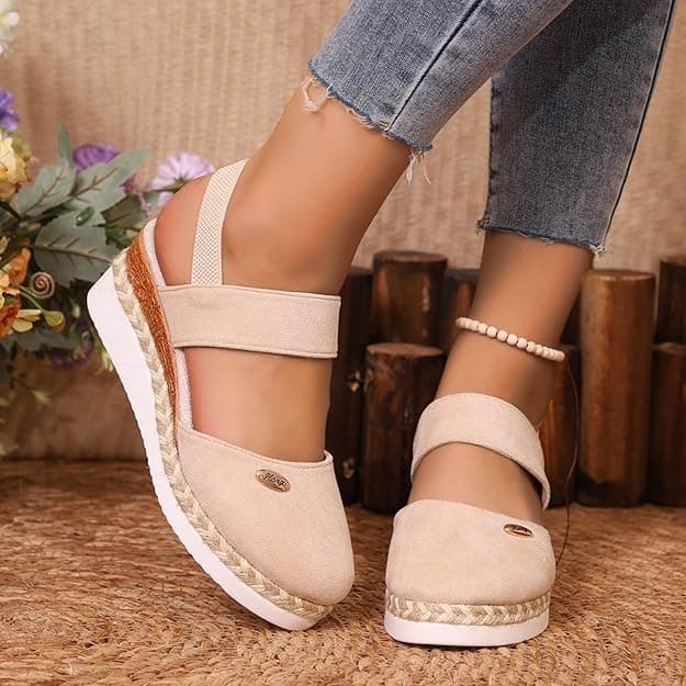 2025 Women's Comfortable Anti-Slip Espadrille Wedge Sandals with Adjustable Buckle