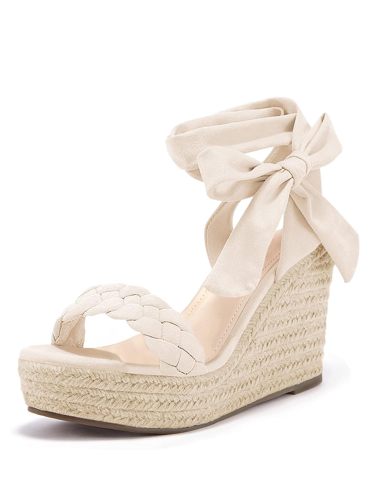 Syktkmx Women's Braided Wedge Espadrille Sandals