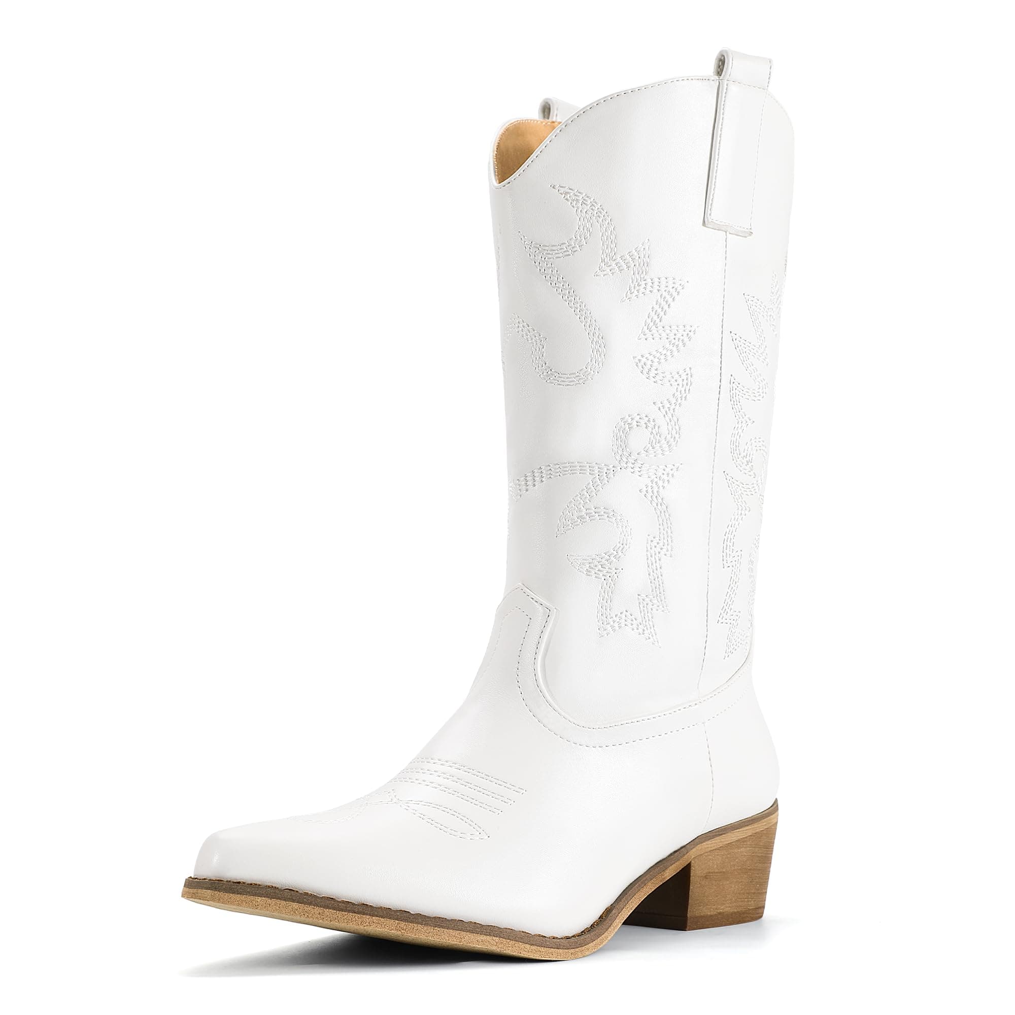 IDIFU Women's Mid-Calf Embroidered Cowboy Boots