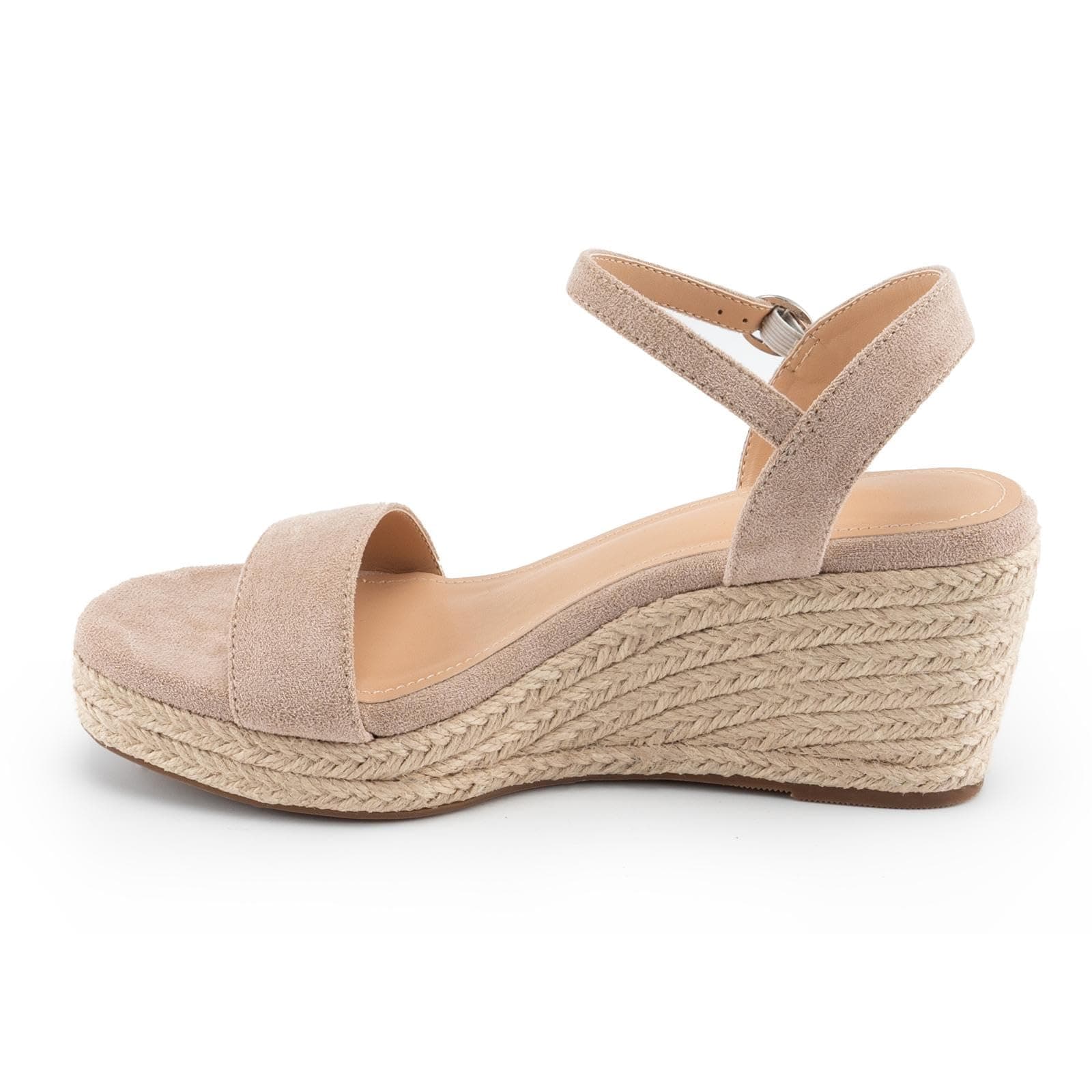 DREAMCIA Women's Wedge Espadrille Platform Sandals Open Toe Buckle Dress ShoesSummer