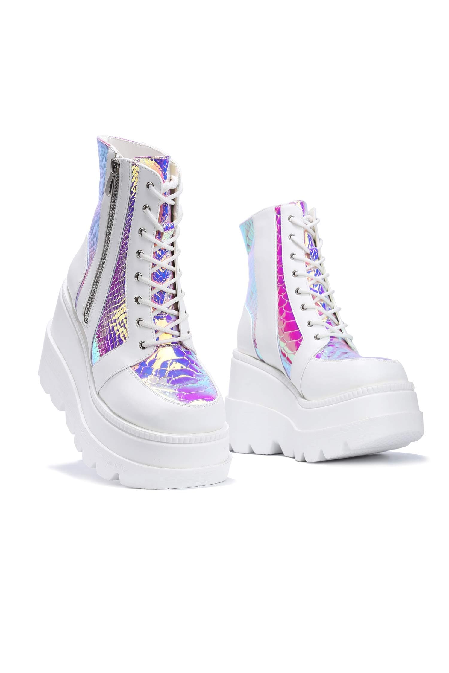 White Chunky Block Heel Boots for Cape Robbin Radio Fans