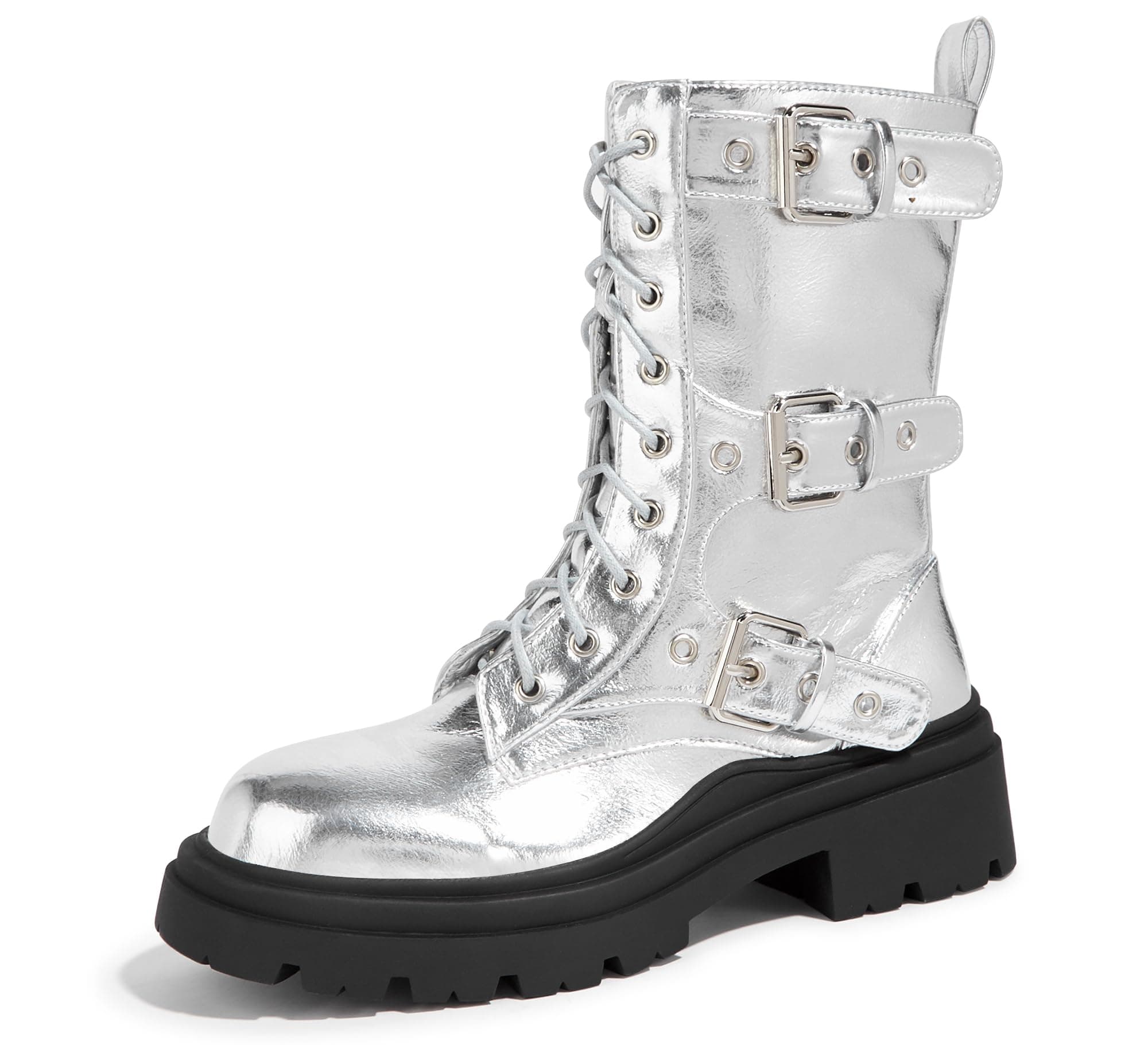LUCKY STEP Women's Platform Mid Calf Combat Boots-Ankle Booties