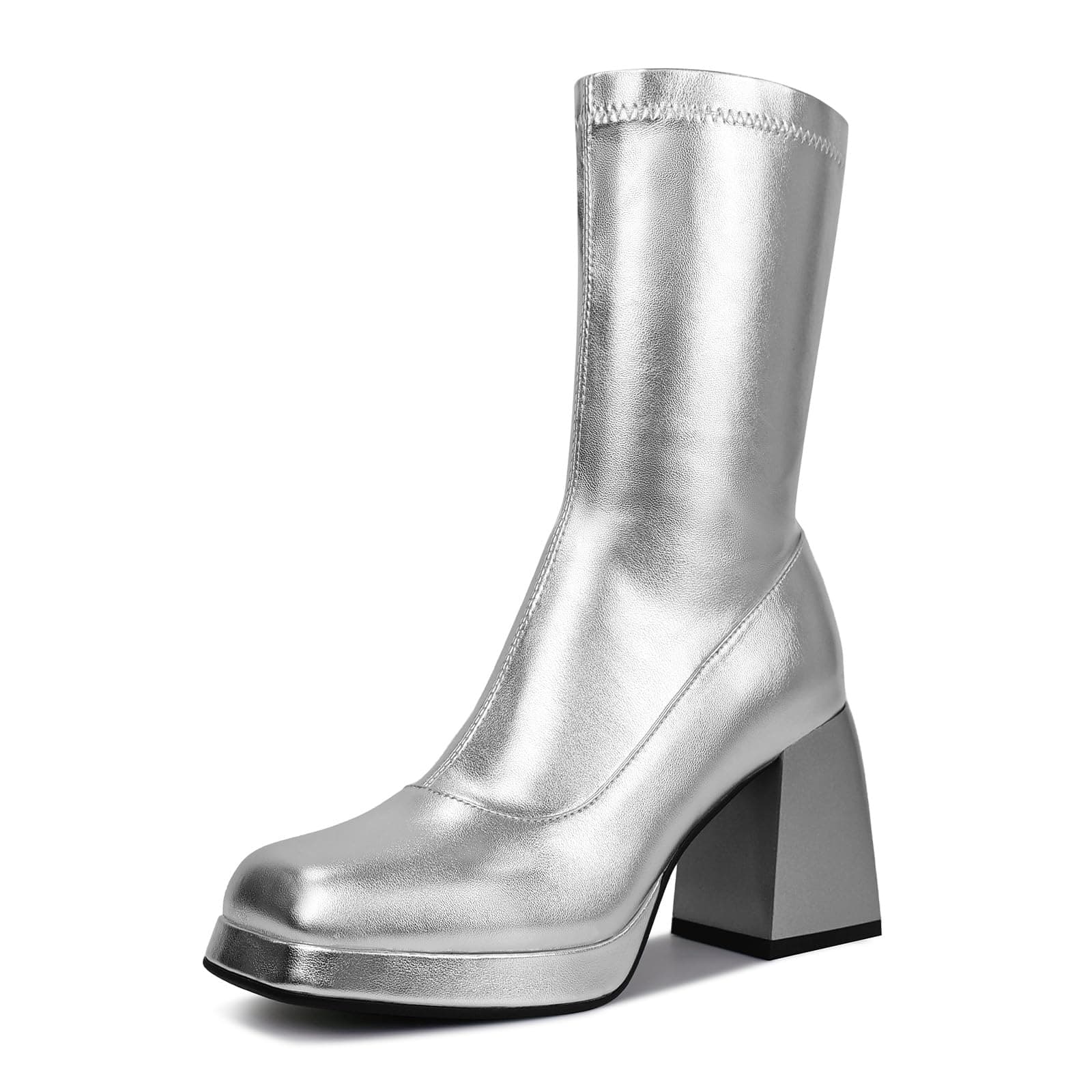 JEDKARAR Sassy Square Toe Go Go Boots for Women