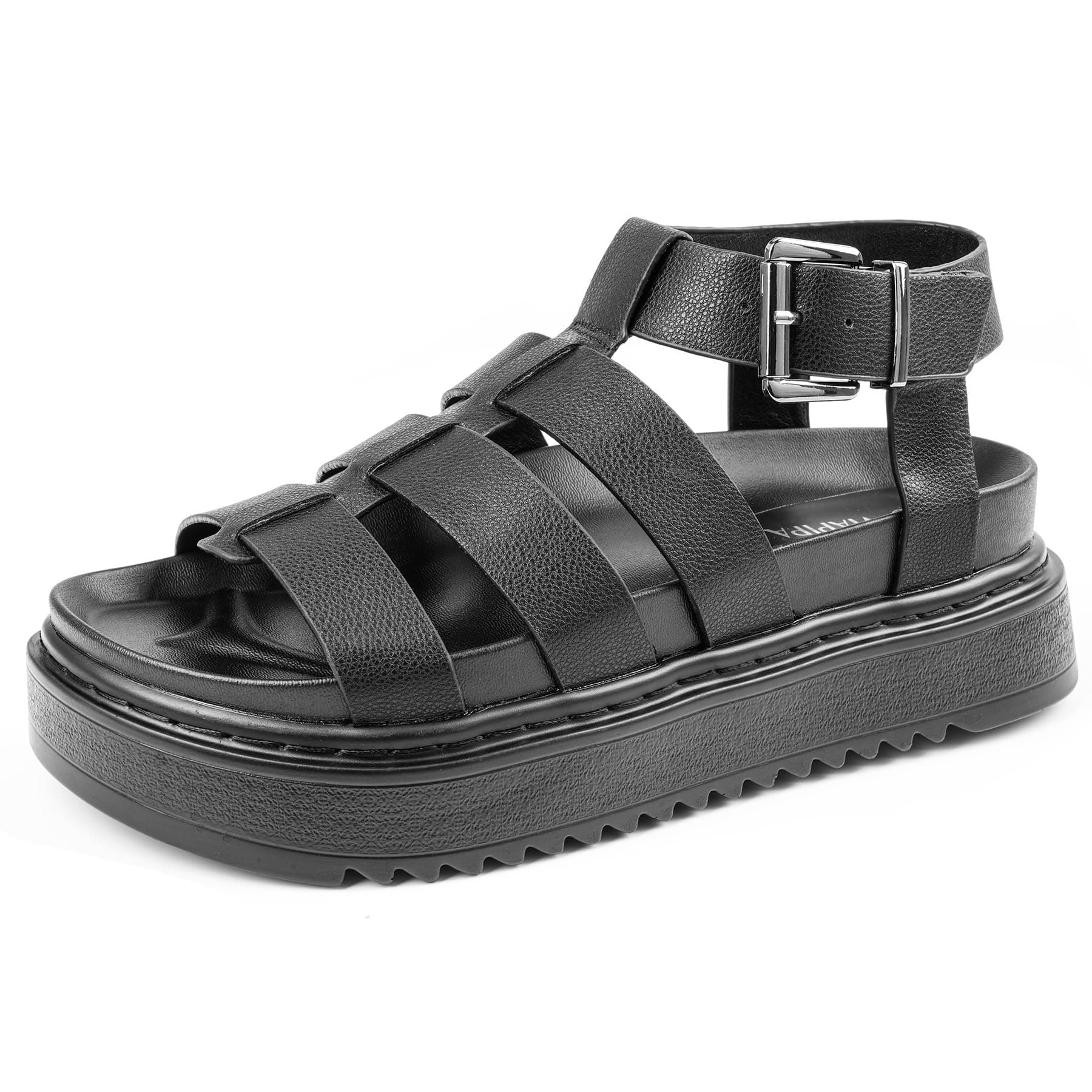 Viapipa Chunky Platform Sandals for Women-Ankle Strap Open Toe Support