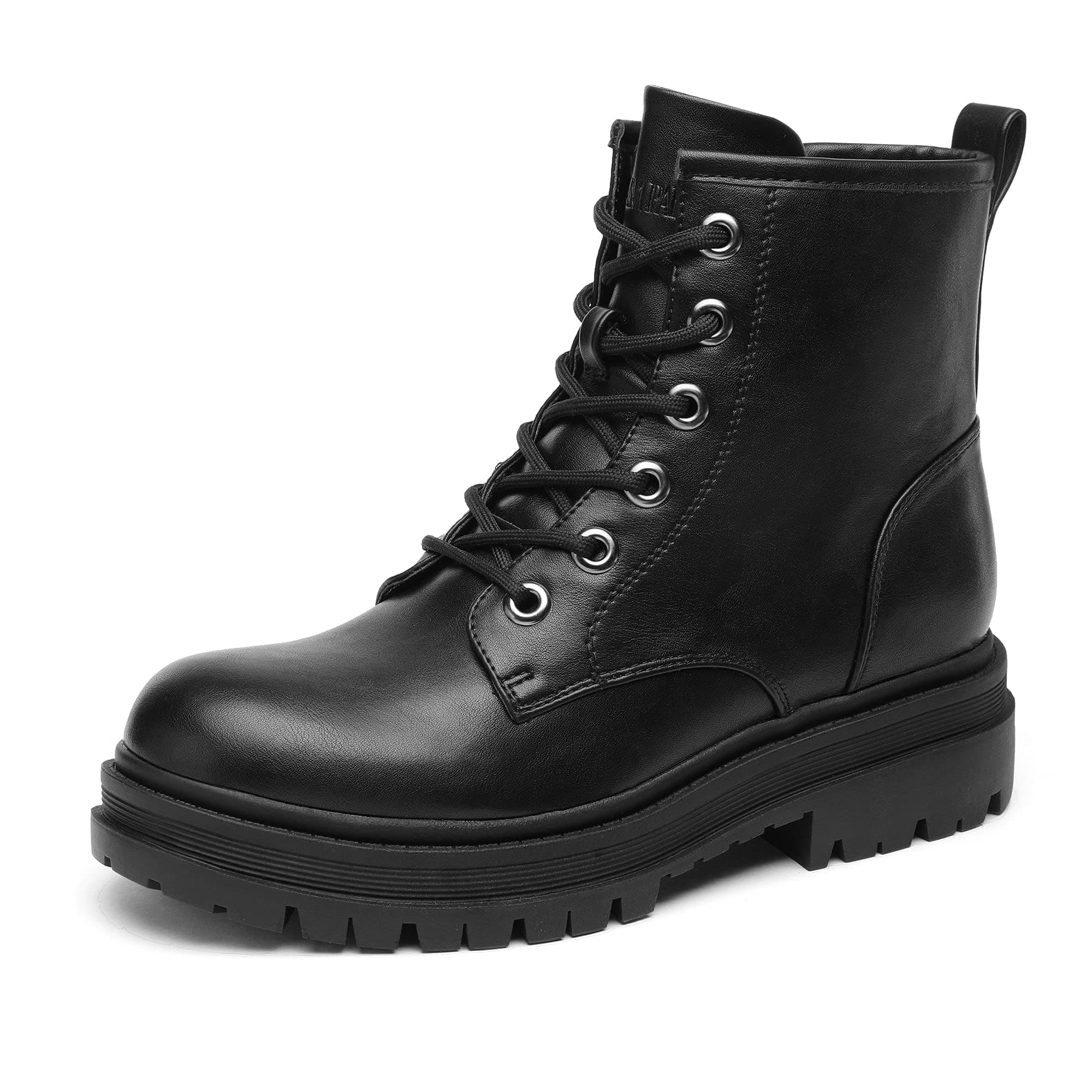 Black Lace-up Combat Boots for Women