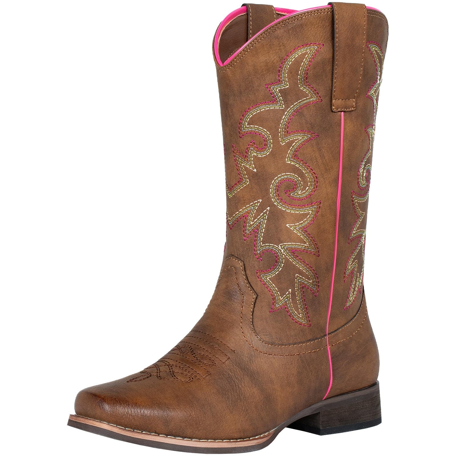 SheSole Women's Brown Square Toe Western Cowboy Boots