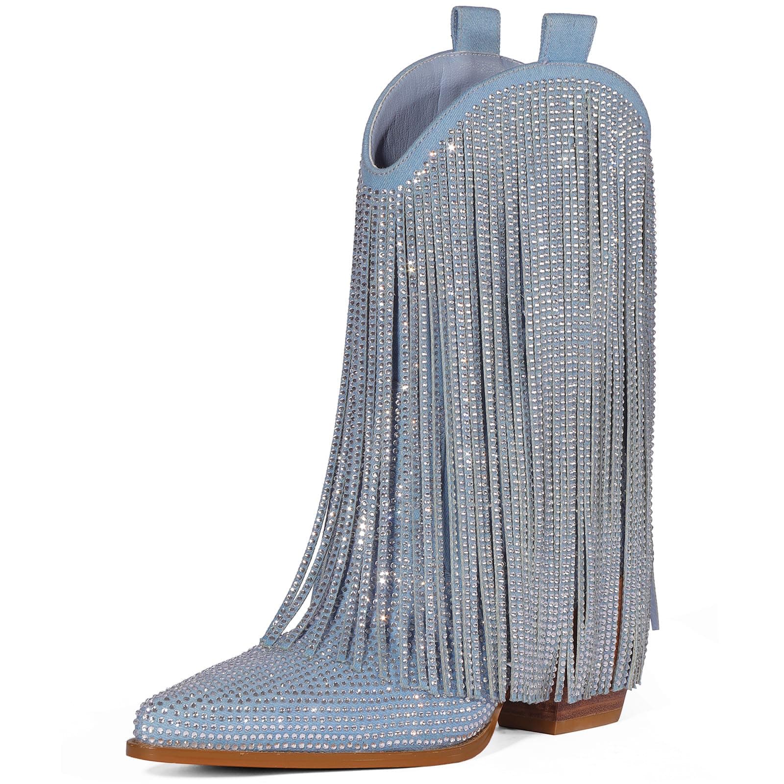 HICLOTSA Sparkly Rhinestone Western Boots for Women
